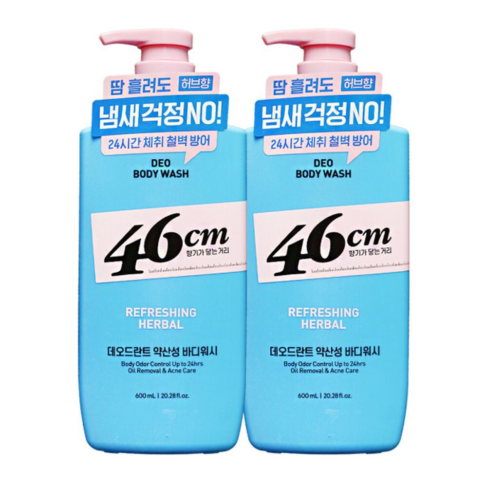 46cm 체취솔루션 약산성 데오드란트 바디워시 리프레싱 허벌향 600ml