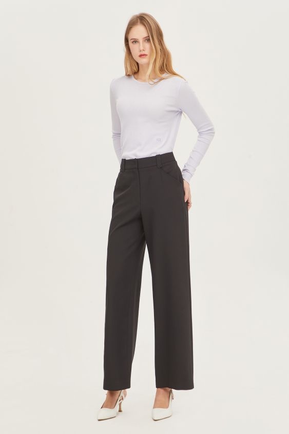 SISLEY 여성 바지 슬랙스팬츠 데일리템 단아한 오피스웨어 SADP09311TV 블랙 42 55_이미지