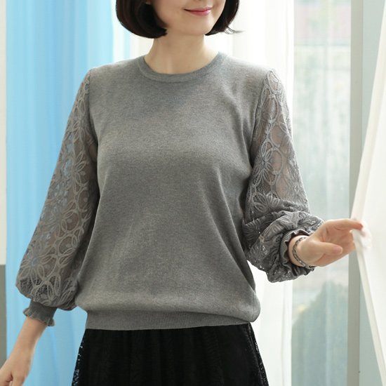 웬디즈갤러리 엘리온 레이스 소매 니트 EKN101_이미지