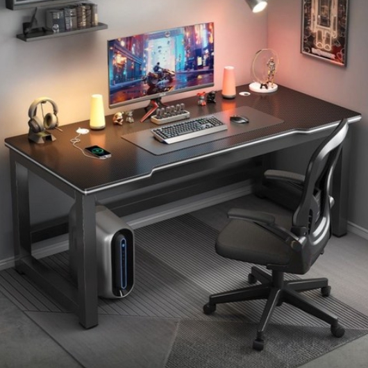 1인용 카본 텍스쳐 강철 컴퓨터 게이밍 책상 (1200x600)_이미지