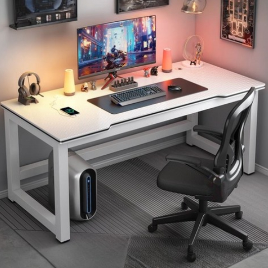 1인용 카본 텍스쳐 강철 컴퓨터 게이밍 책상 (1200x600)_이미지