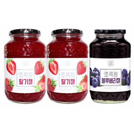 초록원 딸기잼 1kg x 2개+블루베리잼 1kg (1개)_이미지
