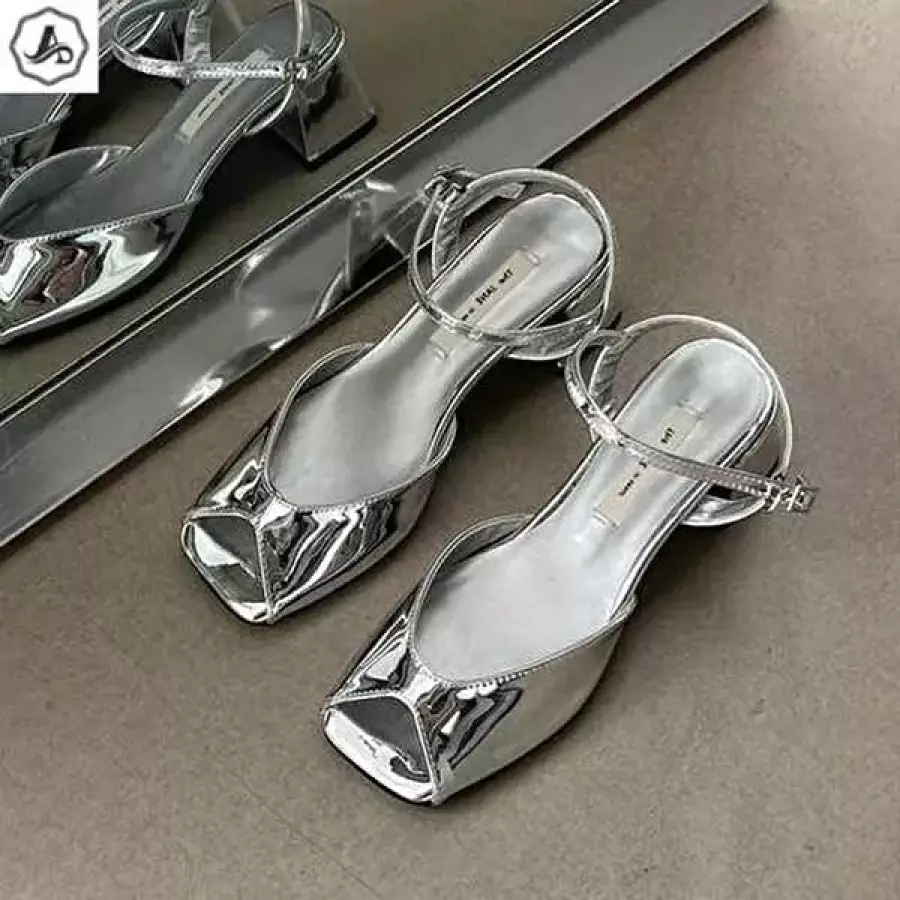 셀러허브 패션 실버 샌들 발목 버클 토오픈 통굽 키높이 5.5cm 51179080