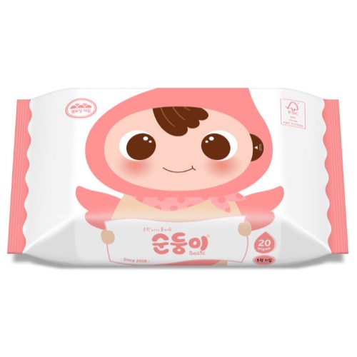 순둥이 베이직 무향 물티슈 리필형 20매 (12팩)_이미지