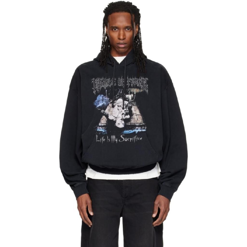 VETEMENTS 블랙 Cradle of Filth 새크리파이스 후드티 262669M202044_이미지
