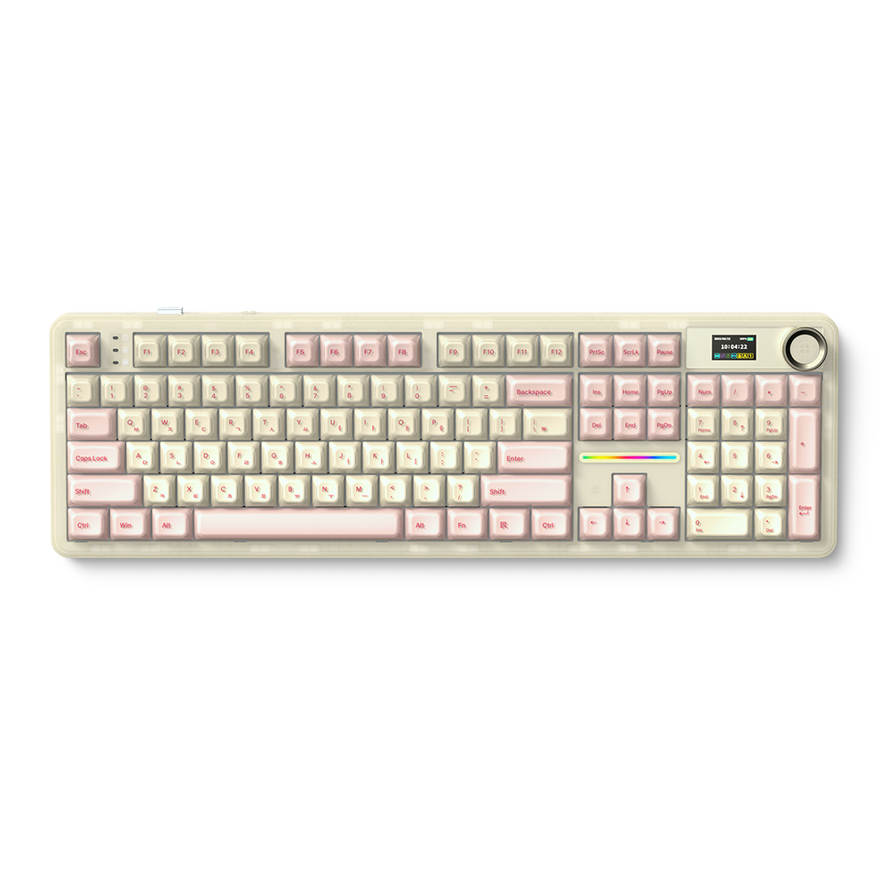 AULA F108 PRO 유무선 기계식 크리스탈 베이지 (저소음 로즈축)_이미지