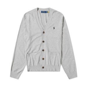 포니 자수 브이넥 가디건 그레이 710890562 002