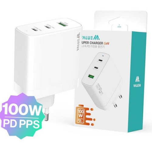 디엠케이코리아 밸류엠 PD PPS 100W 3포트 GaN 충전기 VM-N15PDQC3P100_이미지