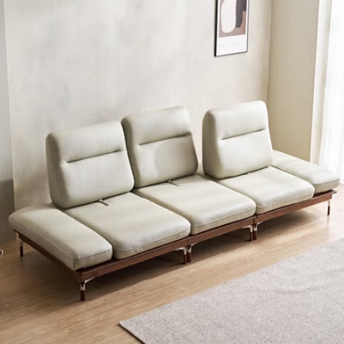 디에르 위노 원목 스윙 천연통가죽 소파 4인용