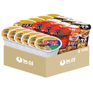 농심 컵라면 혼합 19개 육개장사발면6+김치사발면4+신라면소컵3+새우탕소컵3+튀김우동소컵3_이미지