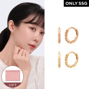 비앤비골드 14K/18K 트윙클 버블볼 하프큐빅 원터치 링귀걸이 한쌍 LOE42121