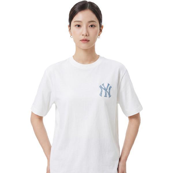 MLB 공용 데님라이크 모노그램 오버핏 반팔티 3ATSM0953-50IV_이미지