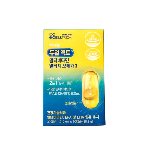 셀트리온스킨큐어 이너랩 듀얼액트 멀티비타민 알티지 오메가 30정 (1개)_이미지