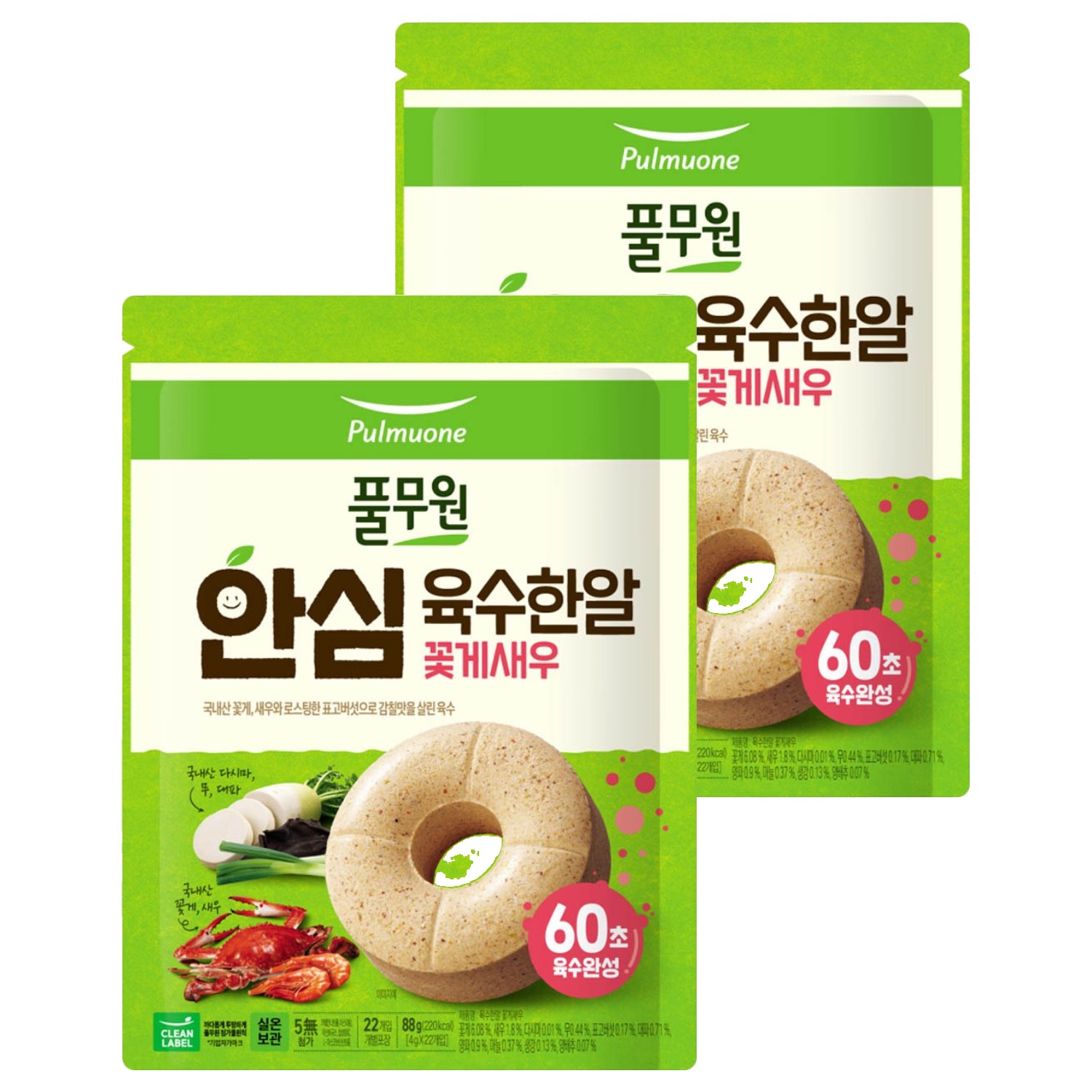 풀무원 안심 육수한알 꽃게새우 88g (4g x 22입) (2개)_이미지