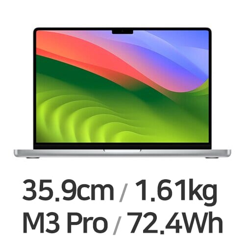 APPLE 맥북프로14 M3프로 12코어 CPU, 18코어 GPU 실버 (램18GB, SSD 1TB)