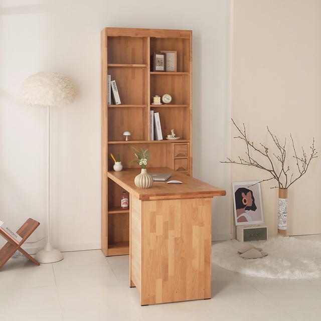 오목샘 캘리 h형 원목 책장 책꽂이 책상 세트 (1500x590)_이미지