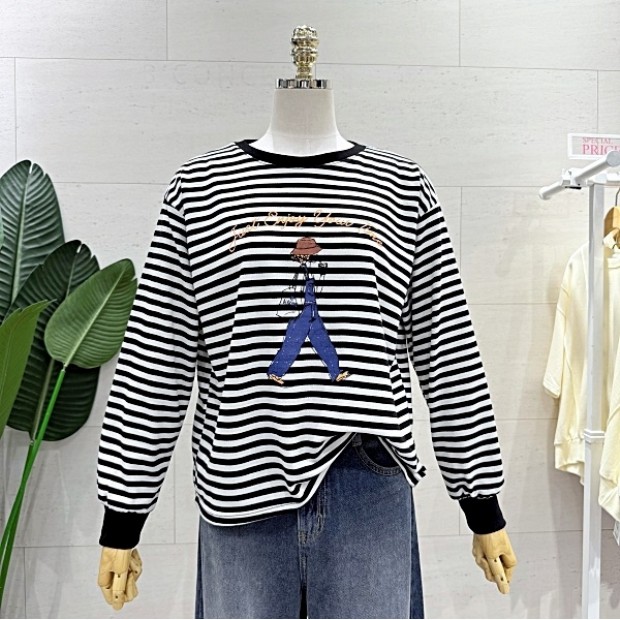 에잇컨셉 스트라이프 워킹걸단 긴팔 티셔츠 C25I7FTS092BC1_이미지