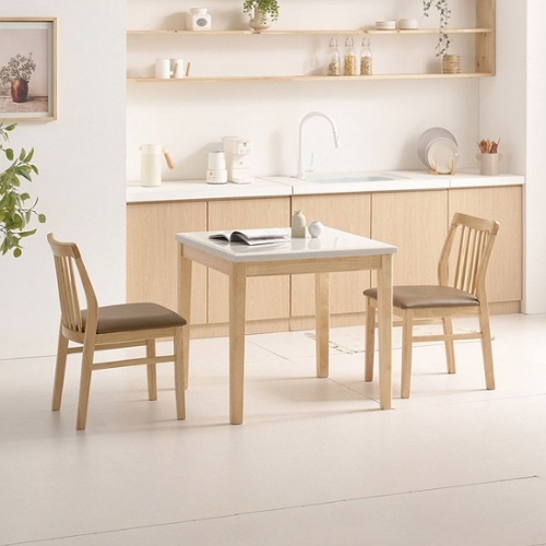 라로퍼니처 디어 천연대리석 원목 식탁 1200 (의자2개)_이미지