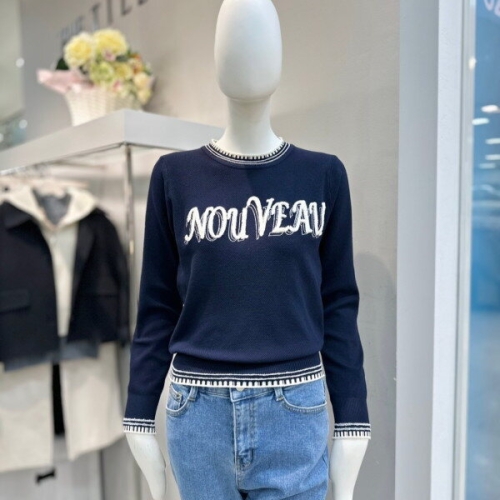 더틸버리 부클레터링 라운드넥 풀오버니트 MTR3N1PO01W_DG_이미지