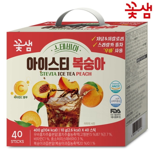 꽃샘식품 꽃샘 스테비아 아이스티 복숭아 40개입