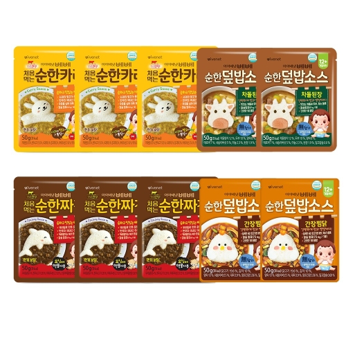 아이배냇 베베 처음먹는 순한덮밥소스 10개세트 12개월부터 짜장3개+카레3개+차돌된장2개+간장찜닭2개_이미지