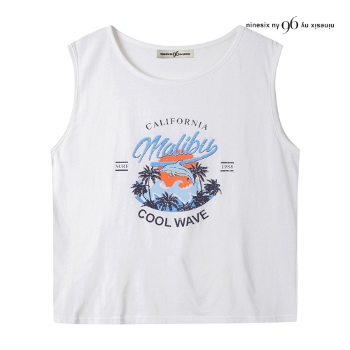 96NY 쿨 웨이브 프린팅 슬리브리스 티셔츠 NP6TS023M0