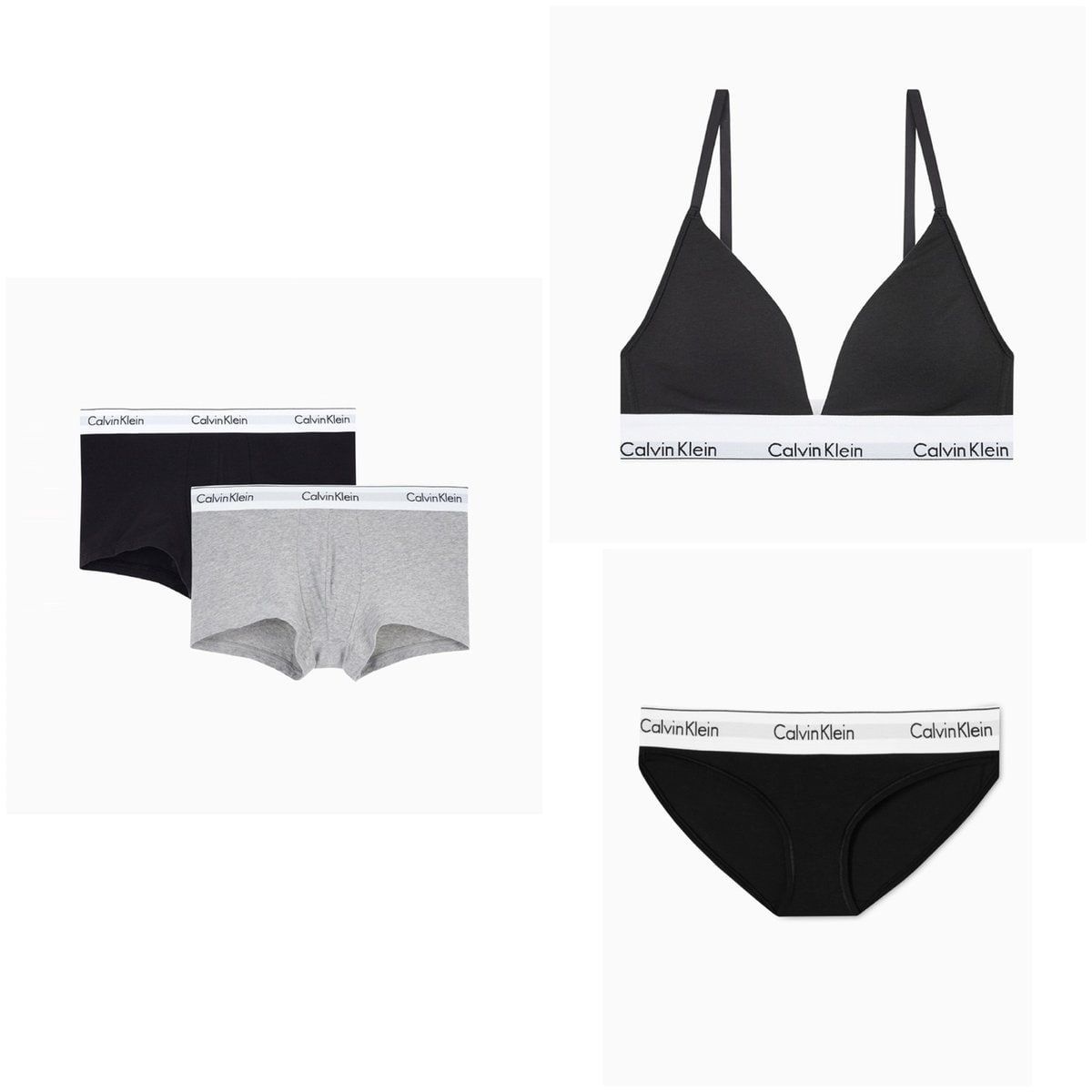 캘빈클라인 Calvin Klein Underwear CK 모던 코튼 트라이앵글브라렛 남성 2PK 드로즈 커플 QFNB3985UJH