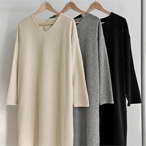 셀러허브 골지 니트 브이 원피스 302K950S 빅사이즈 여성의류