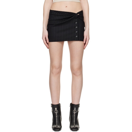 꾸레쥬 블랙 트위스트 스냅 미니 스커트 241783F090008
