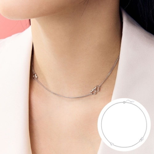 로즈몽 실버 링크 목걸이 디어하트 RA25C03T