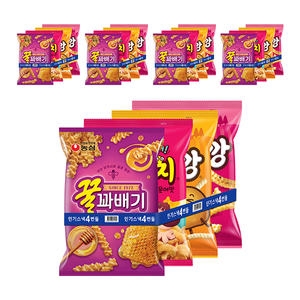 꿀꽈배기 55g+고구마깡 45g+감자깡 42g+자갈치 45g 각 4개