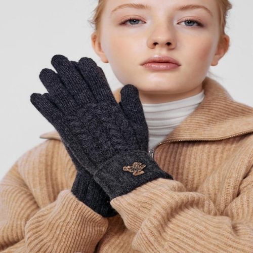 닥스 여성 그레이 캐시미어100 닥스베어 자수 장갑 DCGV5F288G2_이미지