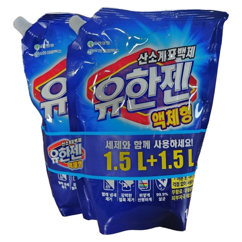 유한양행 유한젠 산소계표백제 액체형 리필 1.5L (2개)