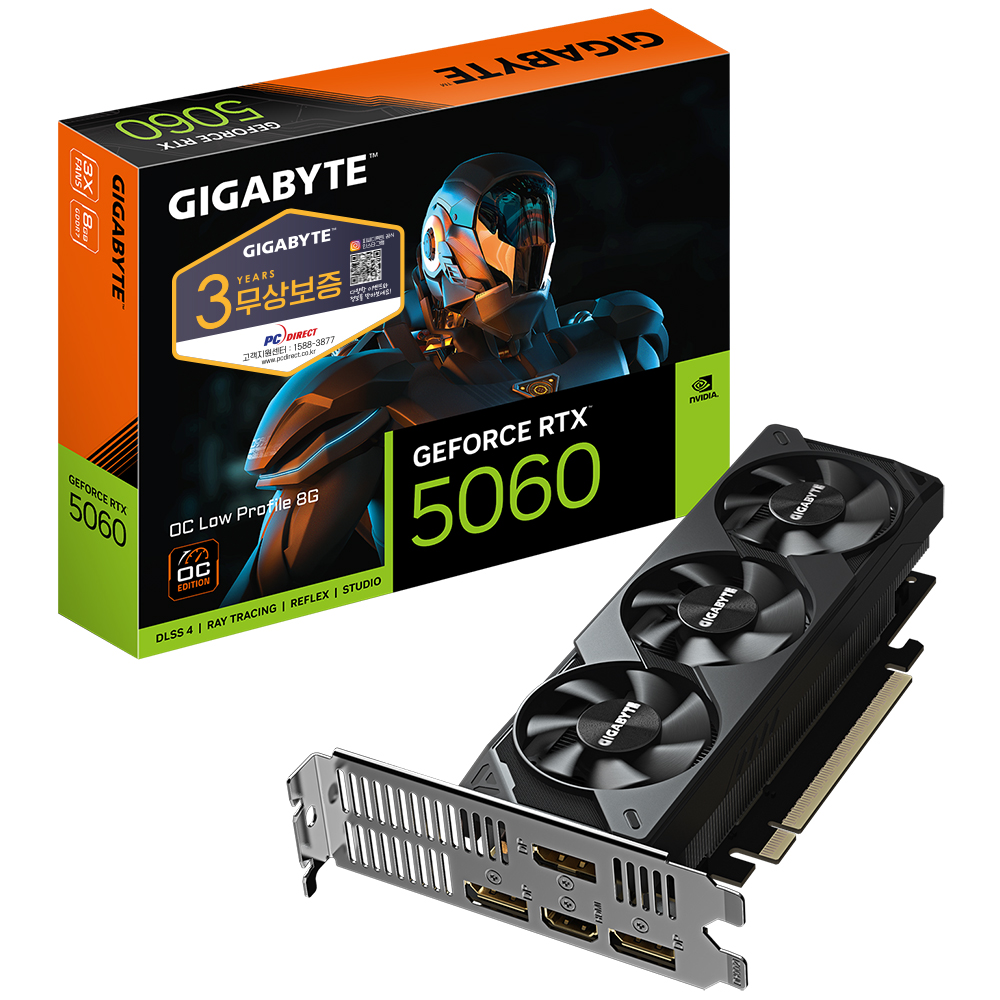 GIGABYTE 지포스 RTX 5060 UD2 OC D7 8GB Nano LP 피씨디렉트이미지입니다. 누르면 해당 게시물로 새창이동합니다.