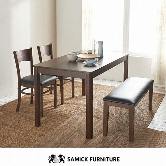 삼익가구 비엘라 원목 식탁 1400 (의자2개+벤치1개)_이미지