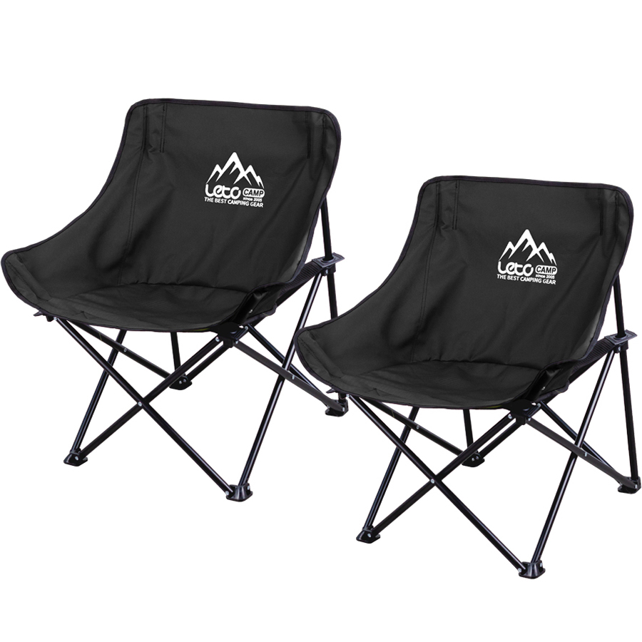 레토 접이식 컴포트 와이드 캠핑의자 2개 (블랙)_이미지