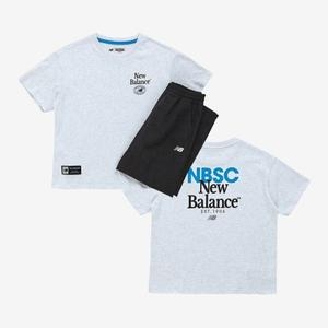  뉴발란스 키즈트레이닝세트 PQC NK9YFB206U-36 ESSENTIAL 로고 포인트 8부 바지 셋업