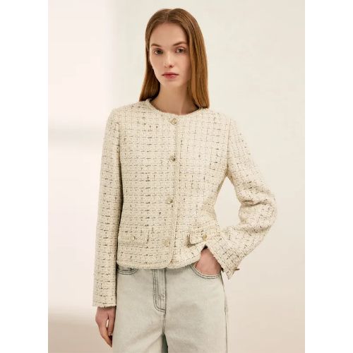 인동에프엔 쉬즈미스 여성 클래식 라운드넥 트위드 자켓 SWWJKQ12060