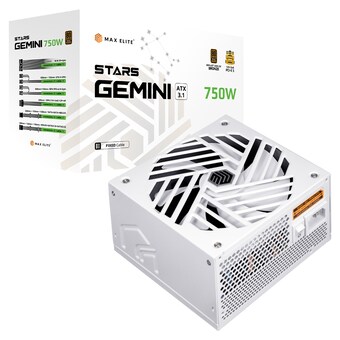 맥스엘리트 STARS GEMINI <b>750W</b> 80PLUS브론즈 ATX3.1 화이트
