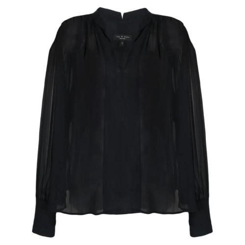  랙앤본 스플릿 넥 오버사이즈 경량 블라우스 WAW21SA008NF T