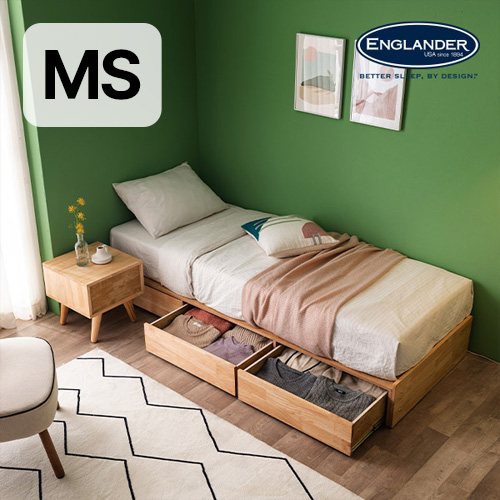 잉글랜더 클림트 미니 무헤드 원목 서랍형 침대 MS (라텍스독립)_이미지