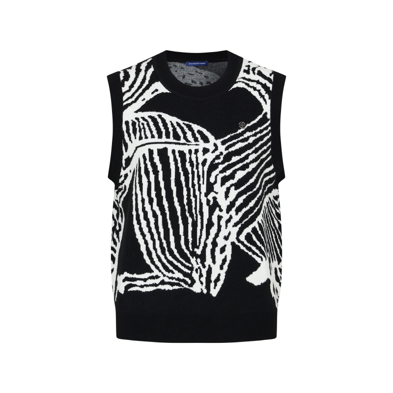 블룸스버리 B4WV727 이중지 자가드 니트베스트