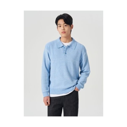 투톤 부클 카라넥 니트 스카이블루 264251EY1Q 195617