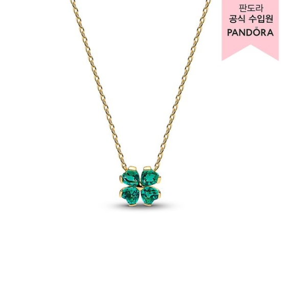 판도라 그린 럭키 클로버 펜던트 네크리스 364502C01