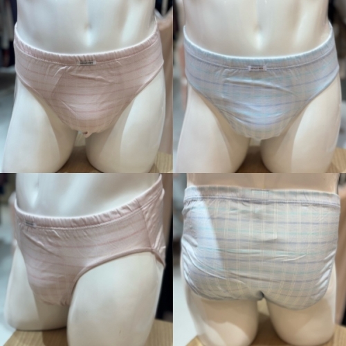VMP4091 땀흡수 통풍 잘되는 면100 실켓 가공 체크 선염 순면 남성 삼각 팬티 브리프