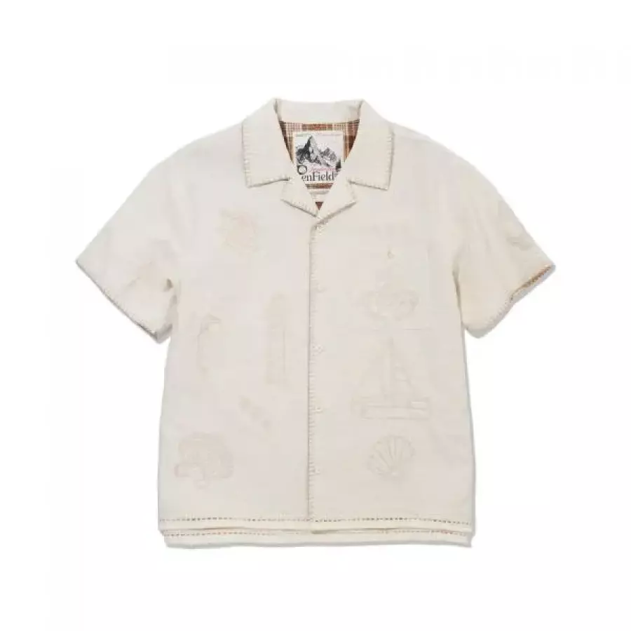 PENFIELD 린넨 마린 두들 엠브로이더리 오픈 카라 하프 셔츠 아이보리FS2WR30U 559224