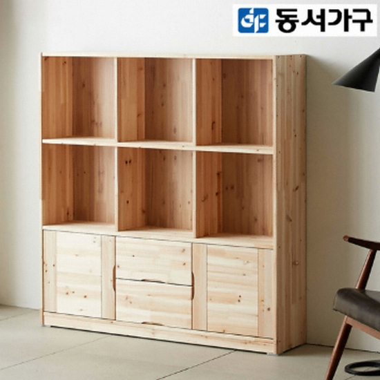 삼나무 원목 미니 3단 수납책장 1200