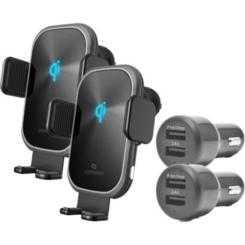씨앤에스파워 CONNETICK 차량용 무선충전거치대 CIW-150DS + 충전기 세트 2개_이미지