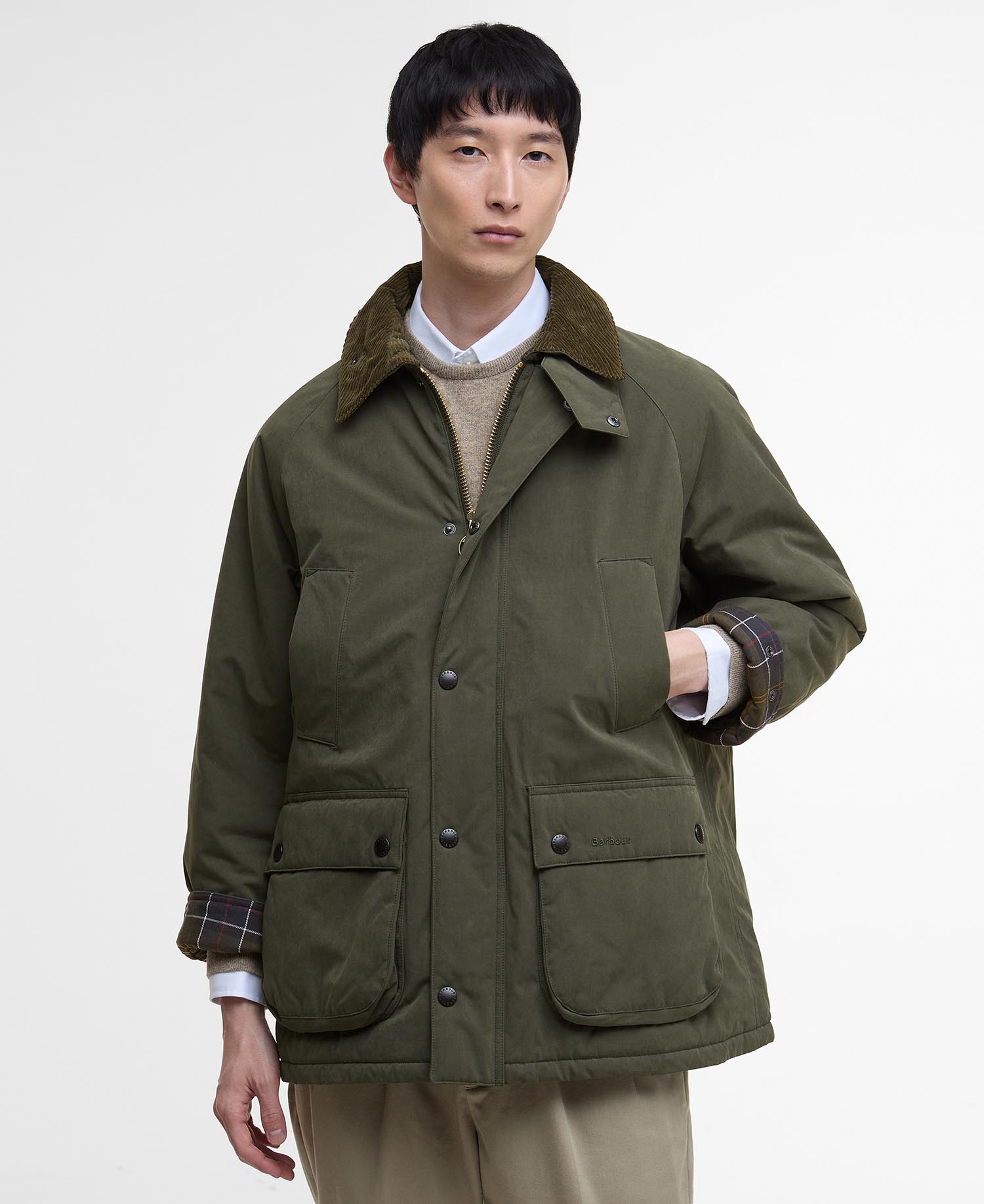 바버 남성 올리브 Rollback OS Bedale 패디드 자켓 URJU6E030 L3 URJU6E030L3