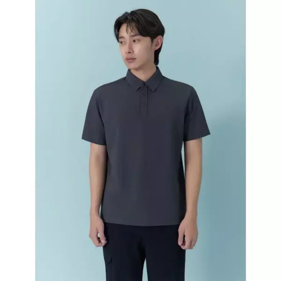 라이프로그 세로 조직감 카라 반팔 티셔츠 MPTSQ307 DG_이미지